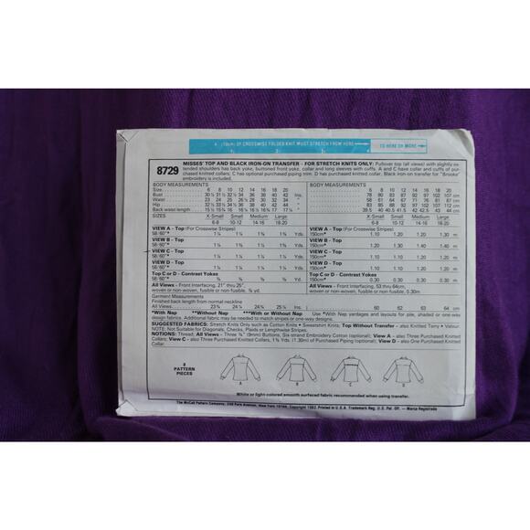 McCalls 8729 Sewing pattern polo shirt long or short sleeve size small - Picture 3 of 6